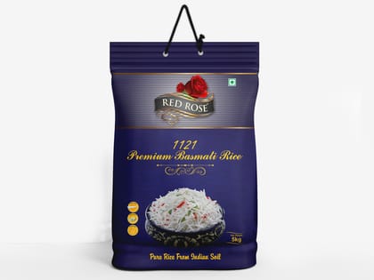 Red Rose Premium Basmati Rice, Aged Long Grains, Aromatic, 5 KG