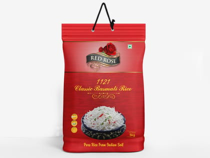 Red Rose Classic Basmati Rice, Long and Slender Grains, Aged rice, 5 KG