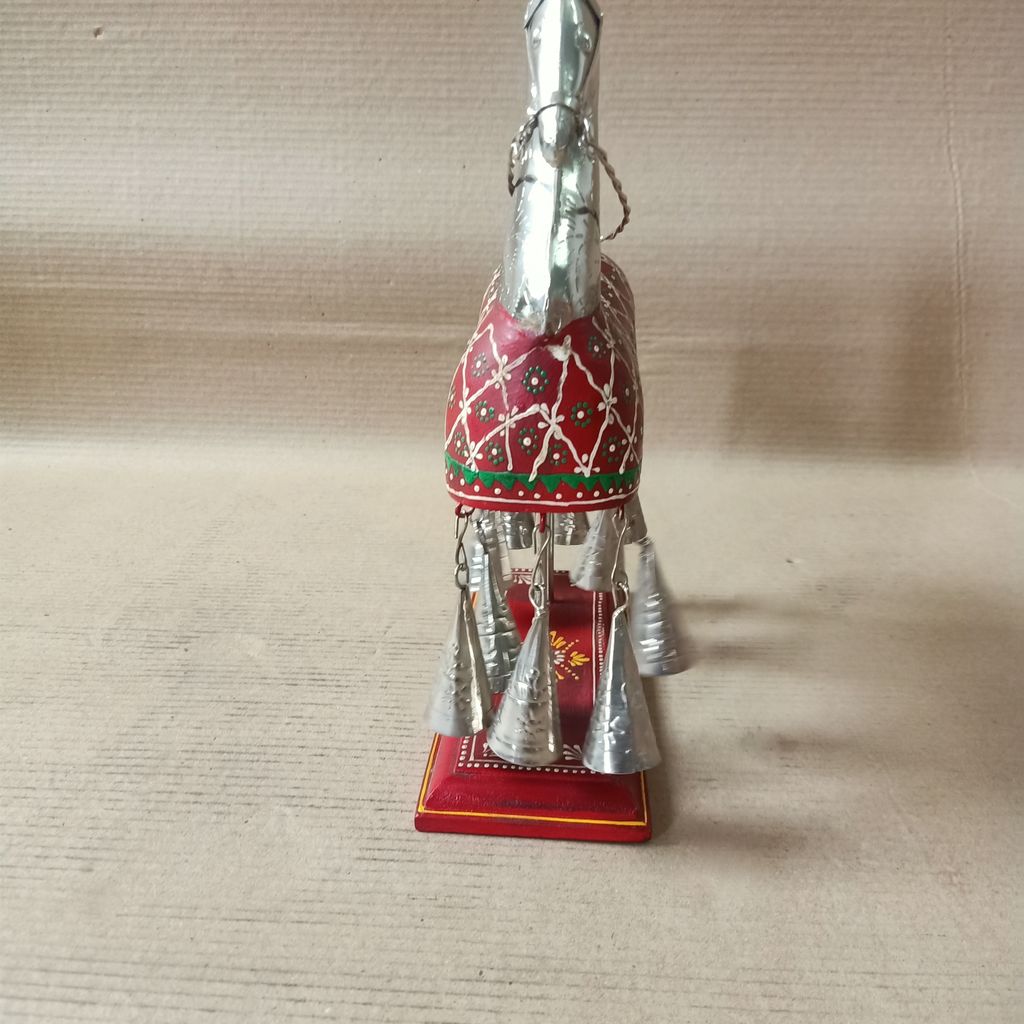 Hand Painted Wood and Metal 10 Bell Horse Showpiece- livingroom