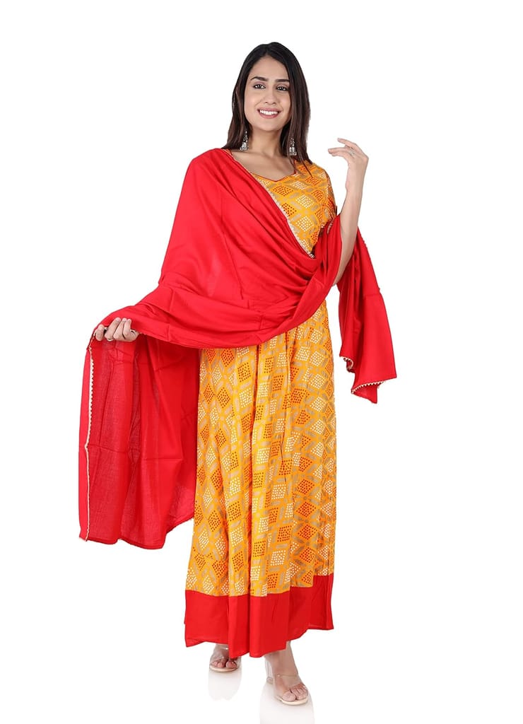 MANMAYEE Indian Tunic & Tops Heavy Embriodery Anarkali Kurti with Dupatta with Heavy Lace - Kurtis, Tunics | Buy online on ZillyBuy