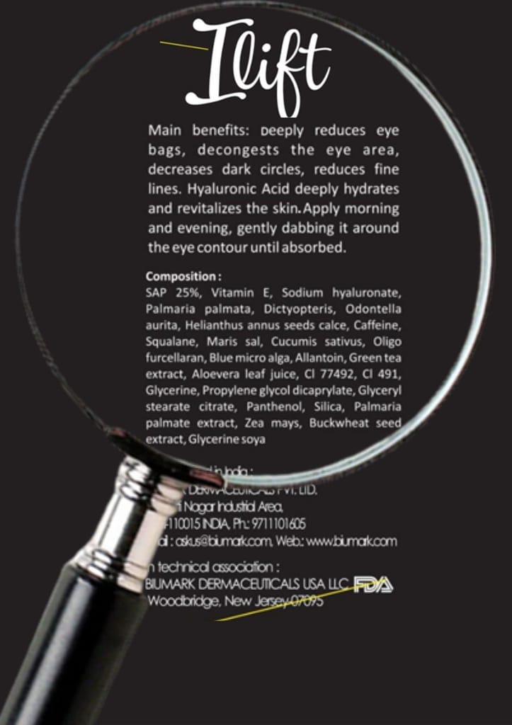 Ilift Eye Repair Gel | Eye Gel For Reducing Fine Lines And Wrinkles | Eye Gel For Sign Of Ageing | Under Eye Puffiness Removal Gel | Eye Contour Gel | Slack & Saggy skin - 30ML