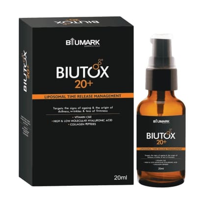 BIUTOX 20 Vitamin C Serum for Moisturising Skin, lightening & brightening effect | Reduces fine lines, wrinkles, age spots | Serum for Young Glowing Skin | Vita c Enriched Serum for Face - 20 ml