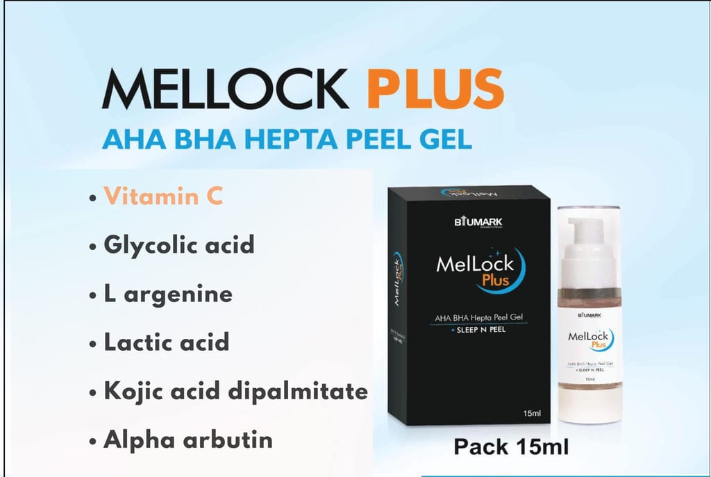MelLock PLUS AHA +BHA + VIT C Lightening Serum | Fast Acting Vita C Face Serum | Anti Melasma Gel | Serum For Night Skin Renwal| Peeling Solution for Glowing Skin - 15 ml