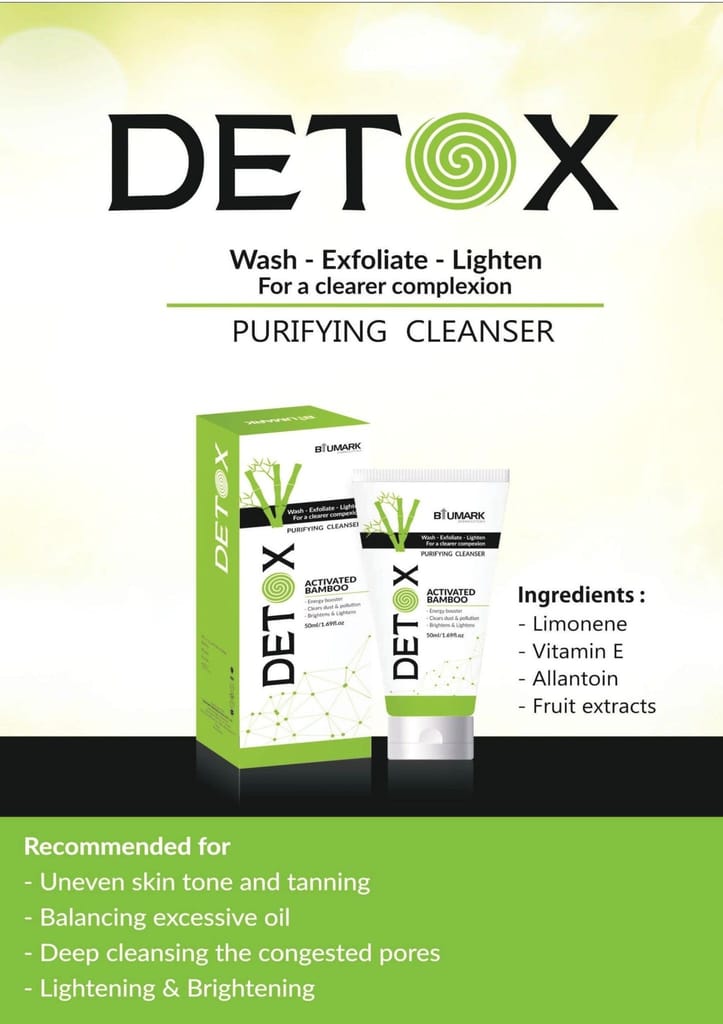 Detox Purifying Cleanser | Face Cleanser For Detoxify Skin | Deep Cleans Skin - With Activated Bamboo | Cleanser For Lightening Skin Tone - 50G
