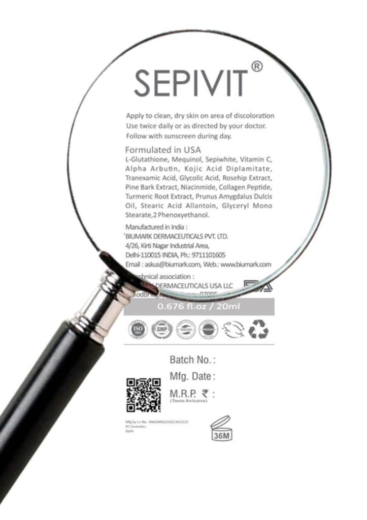 Sepivit Skin Lightening Cream | Face Cream for Spotless Glow | Permanent Skin Whitening Cream | Cream for Reduce Dark Spots on Face- 20GM