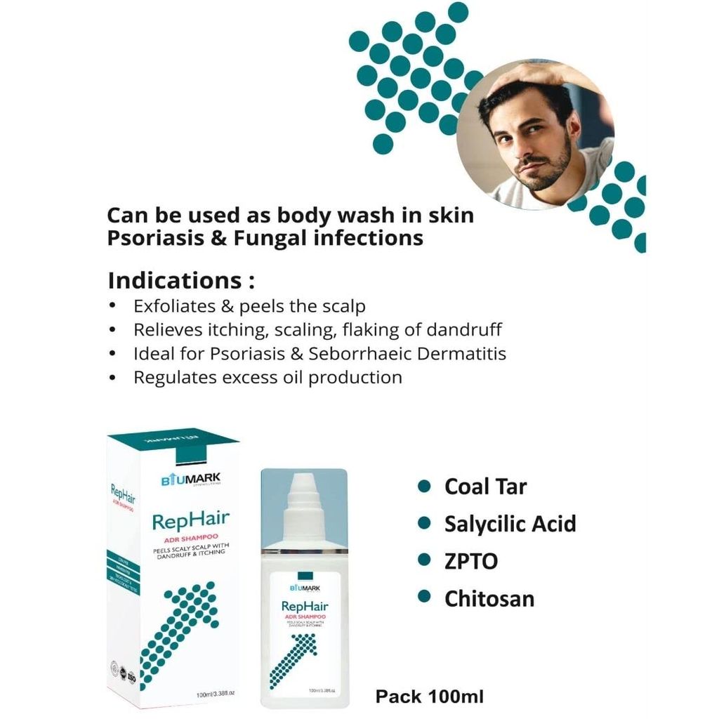 Biumark Rephair Anti Dandruff Shampoo | Anti dandruff shampoo dermatologist | Relieves from excessive oil | Smooth Hair & Dandruff protection - 100 ml