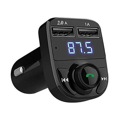 Ekdant X8 Car Bluetooth FM Transmitter Kit With QC 3.0 Hands-Free Dual USB Rapid Fast Charger