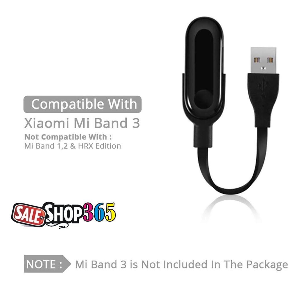 Ekdant USB Charger Cord Fast Charging Cable Adapter for Xiaomi MI Band 3 - Black