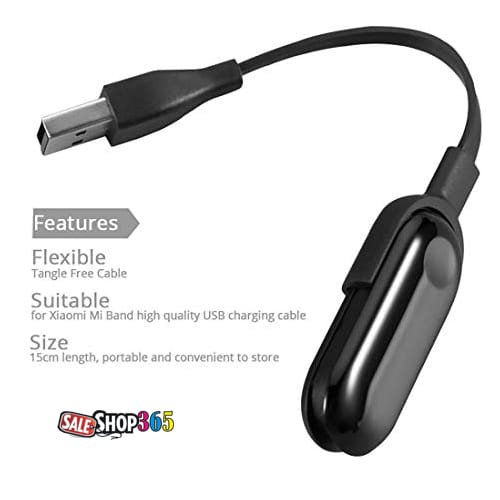 Ekdant USB Charger Cord Fast Charging Cable Adapter for Xiaomi MI Band 3 - Black
