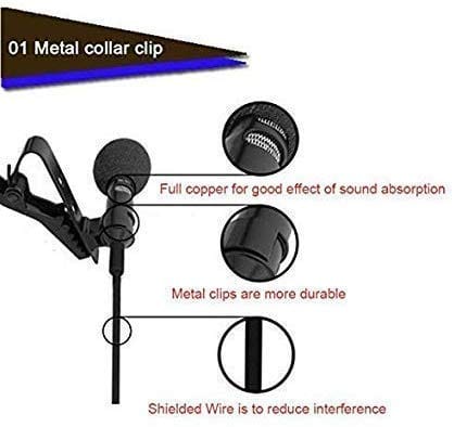 Ekdant Clip On Mini Lapel Mic Mike Lavaliere Microphone / Collor 3.5MM Mike (Black)