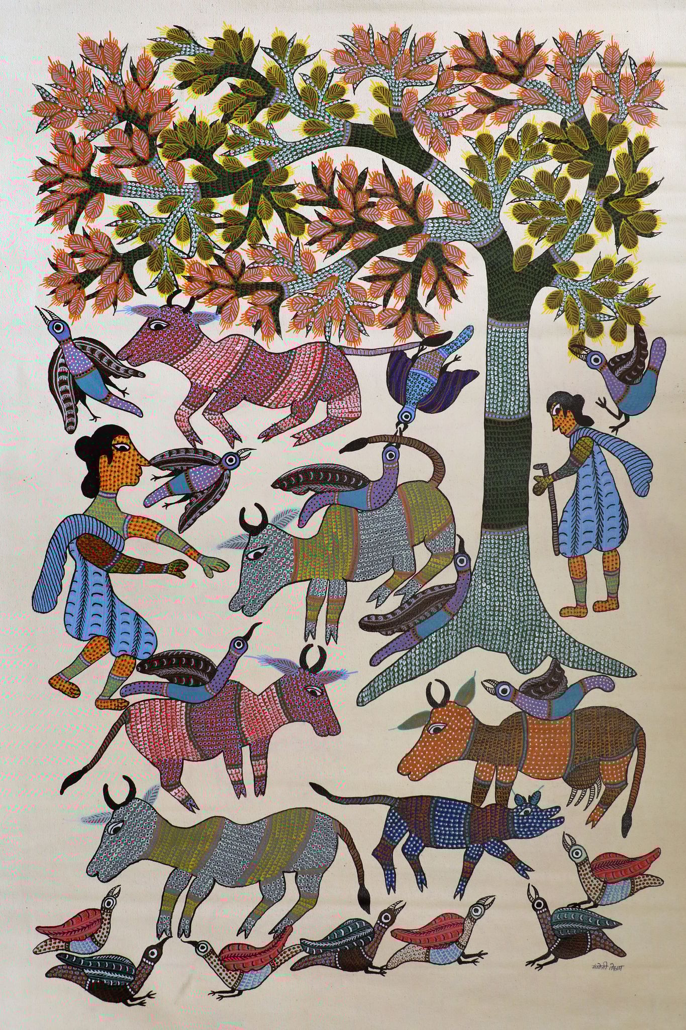 Tribes India Handmade Painting Gond Canvas 36x23 1SPNGNDMP04901 - 4