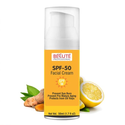 BECUTE Professional SPF 50 Facial Cream Gel for Open Pores & Oily Skin 50 mL