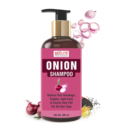 BECUTE Professional Onion Hair Shampoo for Hair Growth, Hair Breakage, Tangles, Split Ends & Control Hair Fall 300 mL