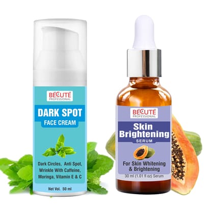 BECUTE Professionals Dark Spot Face Cream+Skin Brightening Serum - Combo Pack, 80 mL