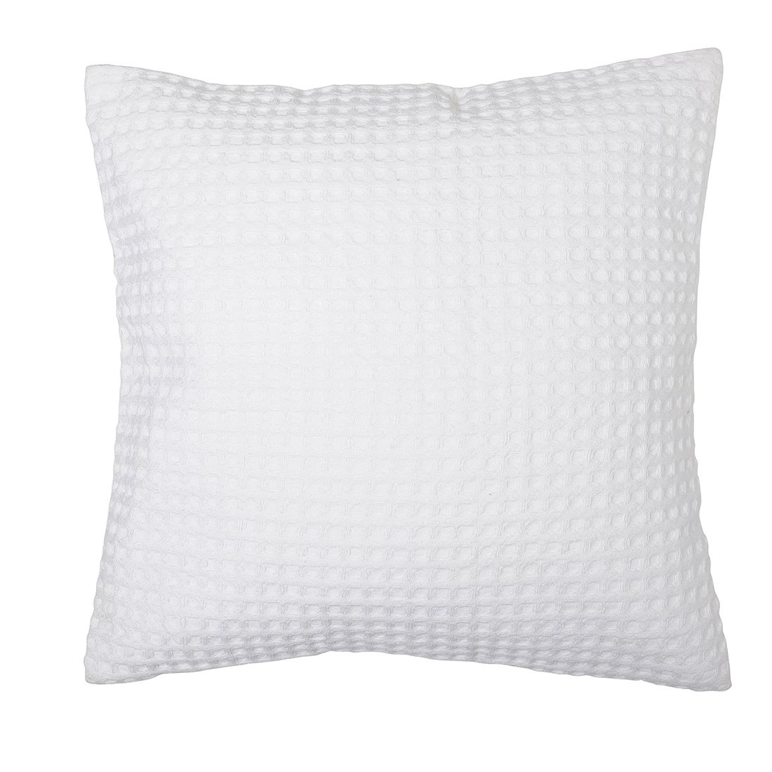 The Cocotier® Pure Cotton Waffle Texture Cushion Cover, Button Closure, Coconut Shell Button, Very Soft, Good for Bed. (White,16 X 16).