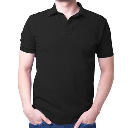 Black Tshirt for Men Cotton Half Sleeve Plain Polo T Shirts for Men Regular Fit Solid Color Men's Collar Tshirt for Men