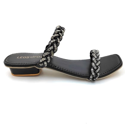 LEGS GO Black Open Toe Sandals for women , Casual and Ethnic Wear Women Sandals