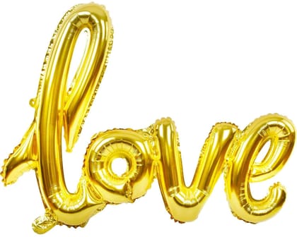 BLODLE Giant Golden Cursive Love Balloon, Valentine's Theme Love Golden Balloon, Wedding Anniversary Theme Love Foil - Pack of 1
