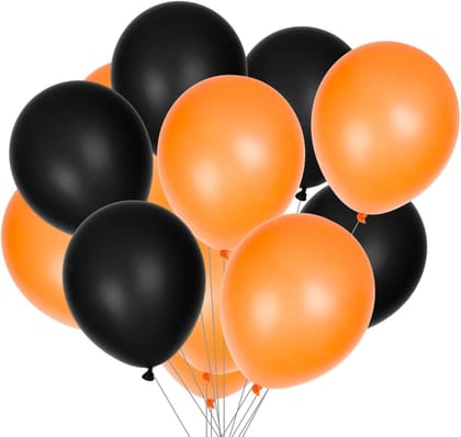 BLODLE 70 Pcs Orange Black Metallic Balloons, 70 Pcs Halloween Theme Metallic Balloons for Party Theme Decoration, Celebration ( Pack of 70 Pcs)