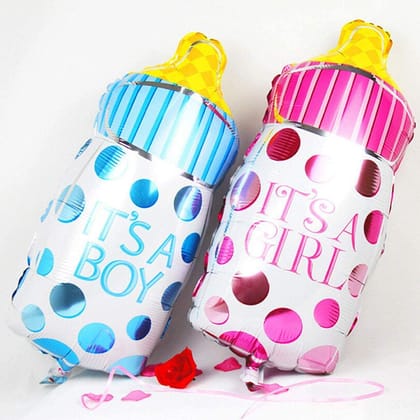 BLODLE Baby Shower 2 Pcs Foil Balloons, Its A Boy Mini Bottle Foil Balloon, Its A Girl Mini Bottle Foil, Baby Shower Decoration, Balloon - Pack Of 2 Pcs
