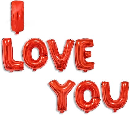 BLODLE Valentines Day Theme I Love You Foil Balloons, LOVE Balloon, I Love You Red Balloon for Anniversary, Birthday, Valentine Party Decoration - (Pack of 1)