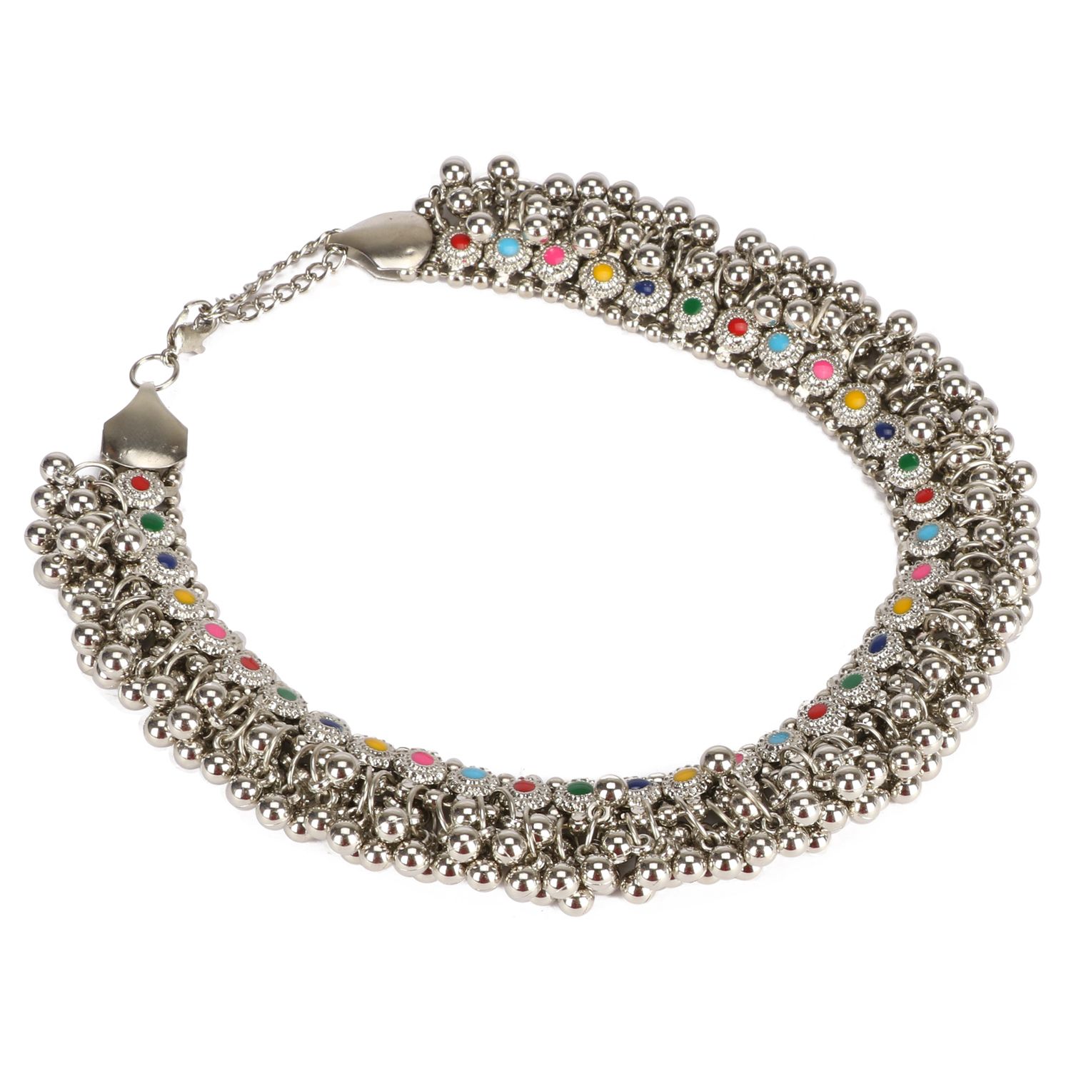 ARADHYA  Stylish Silver Ghugroo Beads Oxidised Necklace