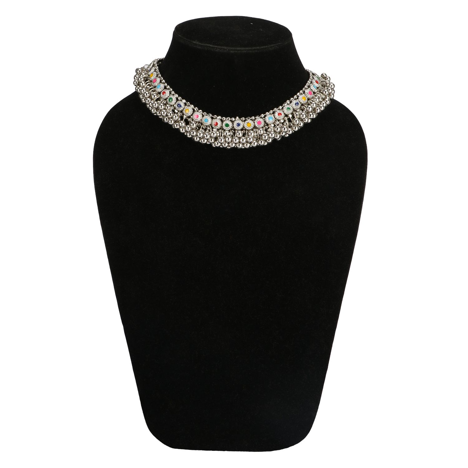 ARADHYA  Stylish Silver Ghugroo Beads Oxidised Necklace