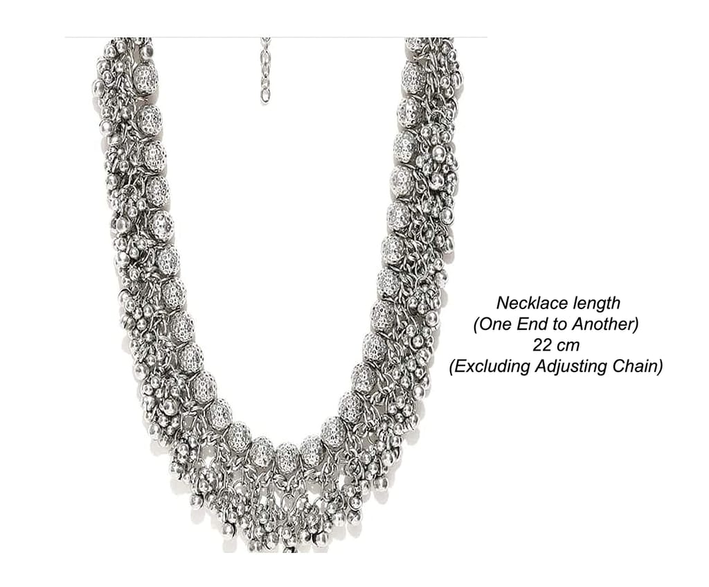 ARADHYA Silver Oxidised Ghungroo Beads Choker Necklace Jewellery for Women
