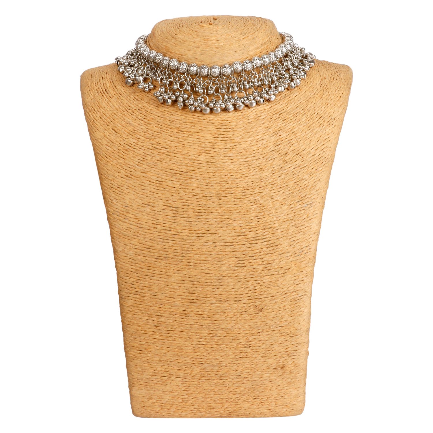 ARADHYA Silver Oxidised Ghungroo Beads Choker Necklace Jewellery for Women