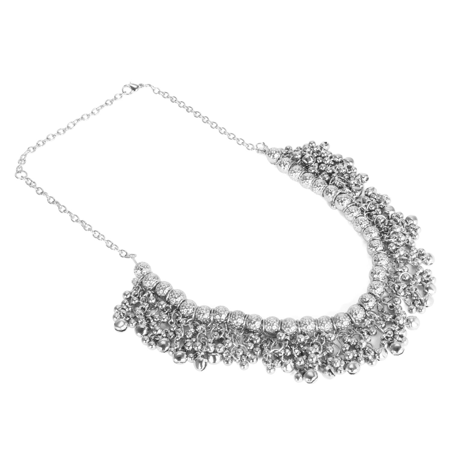 ARADHYA Silver Oxidised Ghungroo Beads Choker Necklace Jewellery for Women