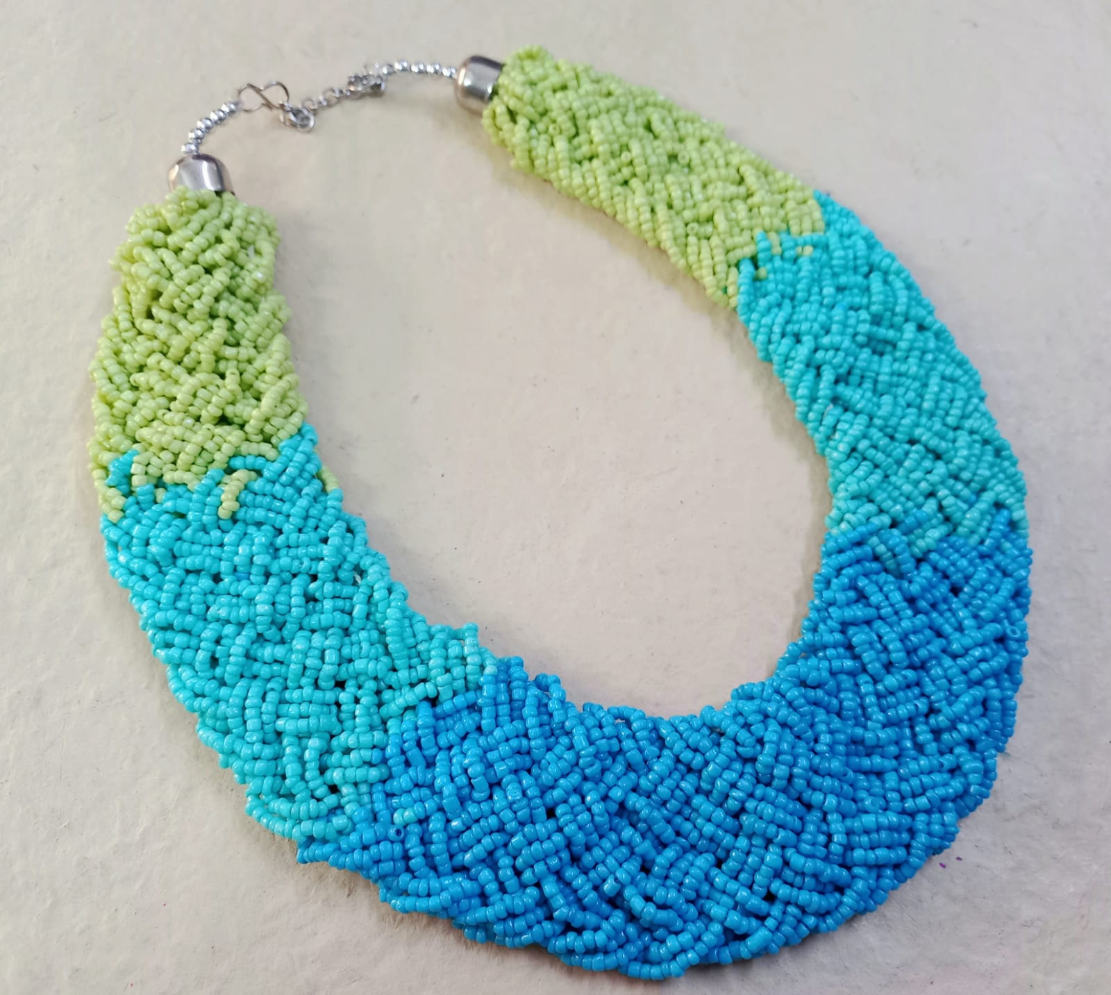 ARADHYA  beads necklace Indian seed braid style blue shades Necklace for women and girls