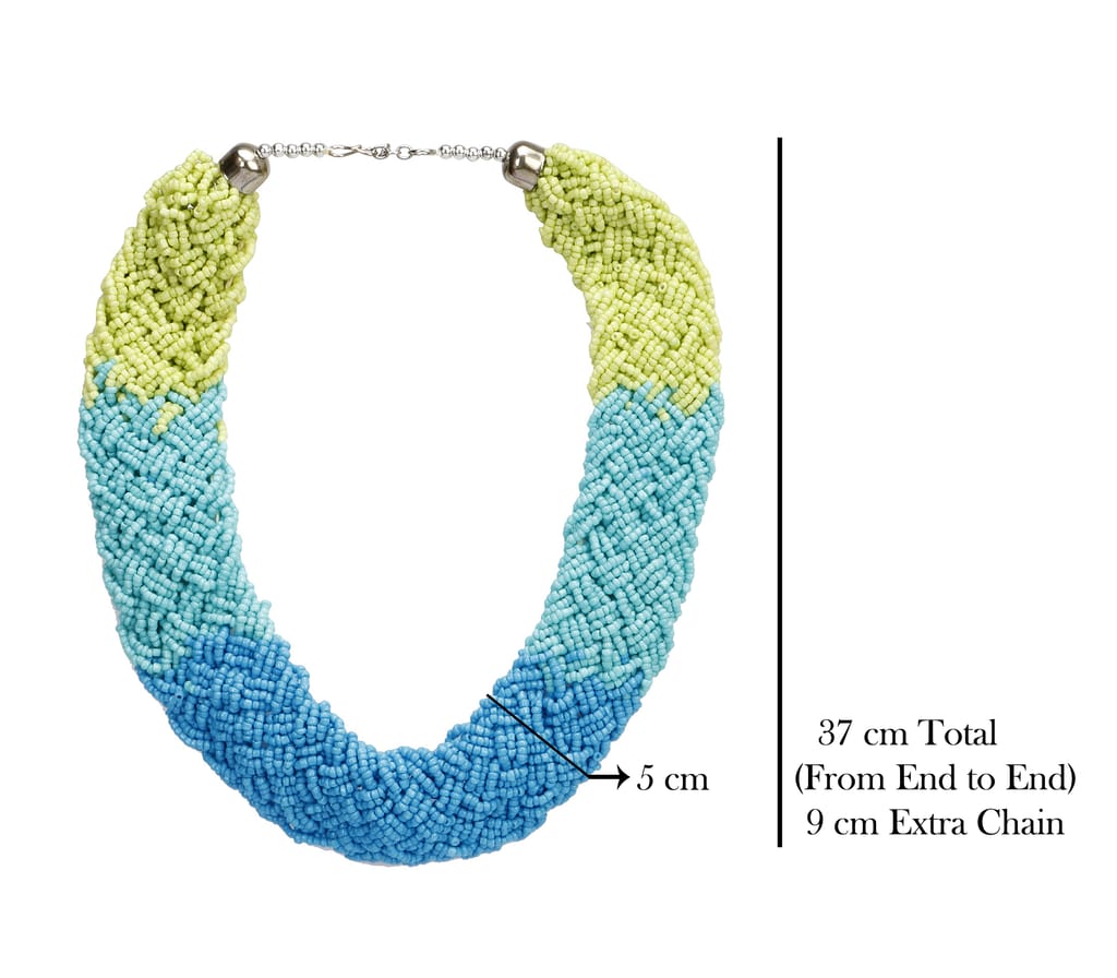 ARADHYA beads necklace Indian seed braid style blue shades Necklace for women and girls