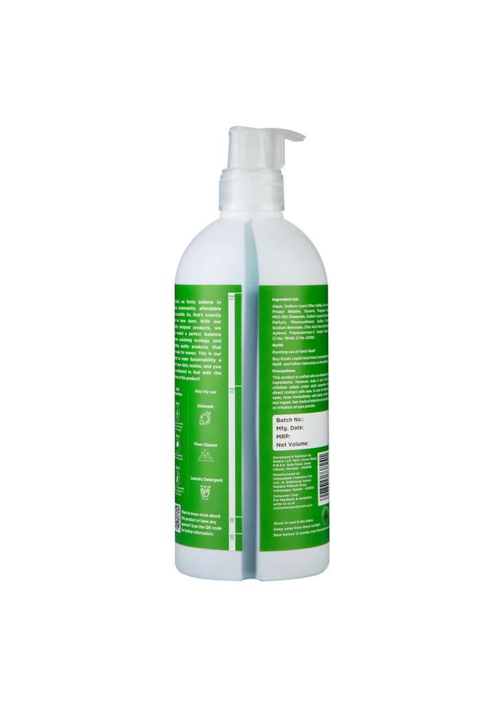 Ecoliv Aloe Vera Handwash| Pack of 2| Vitamin E Enriched| pH 5.5| Fights 99.99% germs