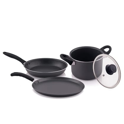 The Chef Story Everyday Series Non Stick Cookware 4 Pcs Gift Set, Grey