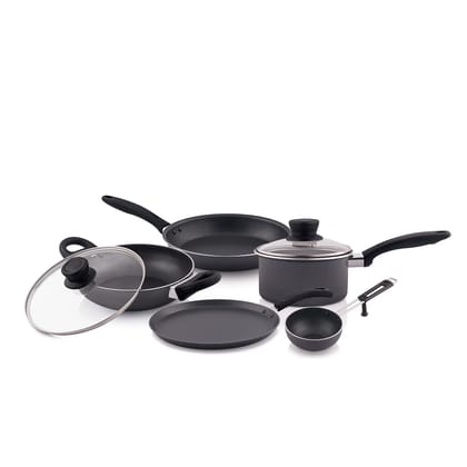 The Chef Story Everyday Series Non Stick Cookware 7 Pcs Gift Set, Grey