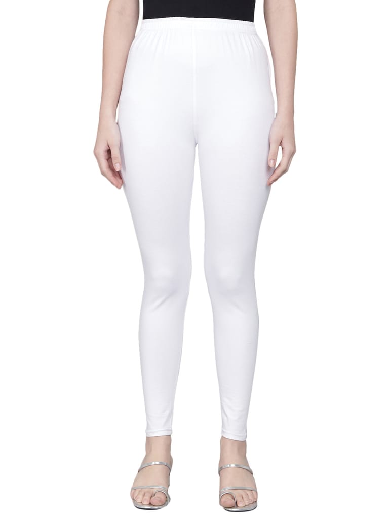SOFT COLORS Women's Skinny Fit Ethnic Wear Ankle Length Leggings (White)