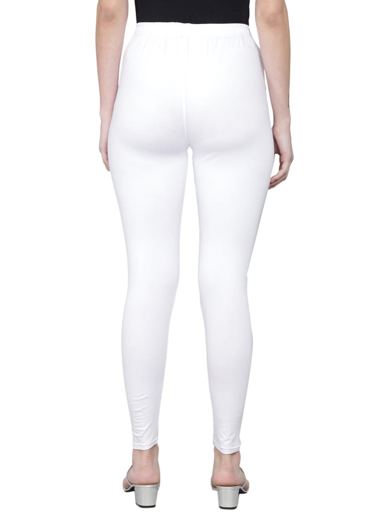 SOFT COLORS Women's Skinny Fit Ethnic Wear Ankle Length Leggings (White)