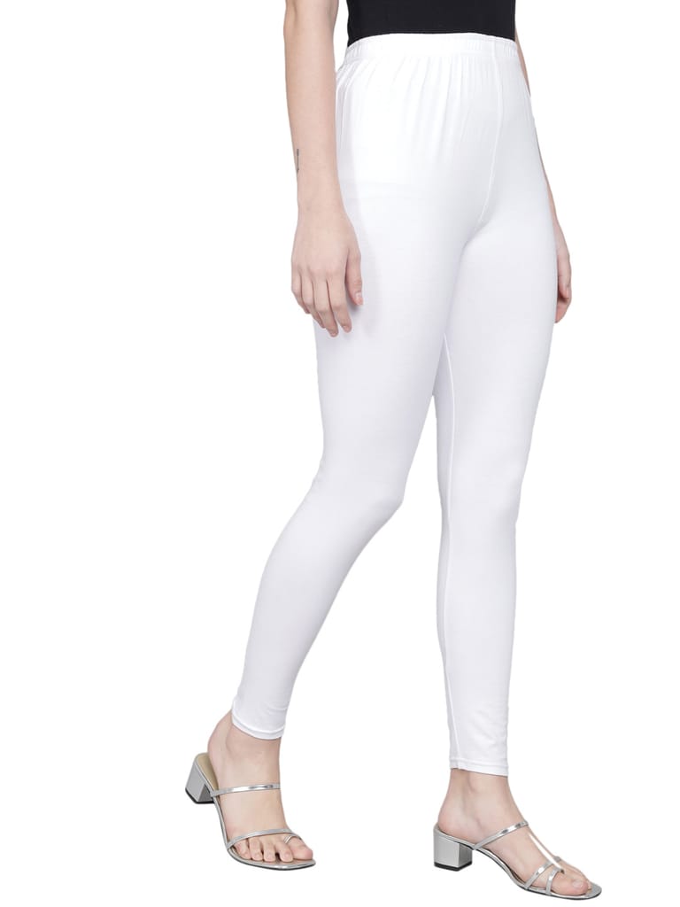 SOFT COLORS Women's Skinny Fit Ethnic Wear Ankle Length Leggings (White)