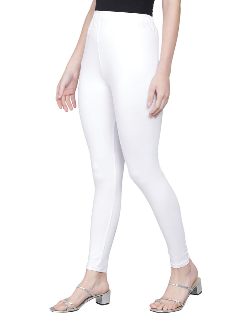SOFT COLORS Women's Skinny Fit Ethnic Wear Ankle Length Leggings (White)