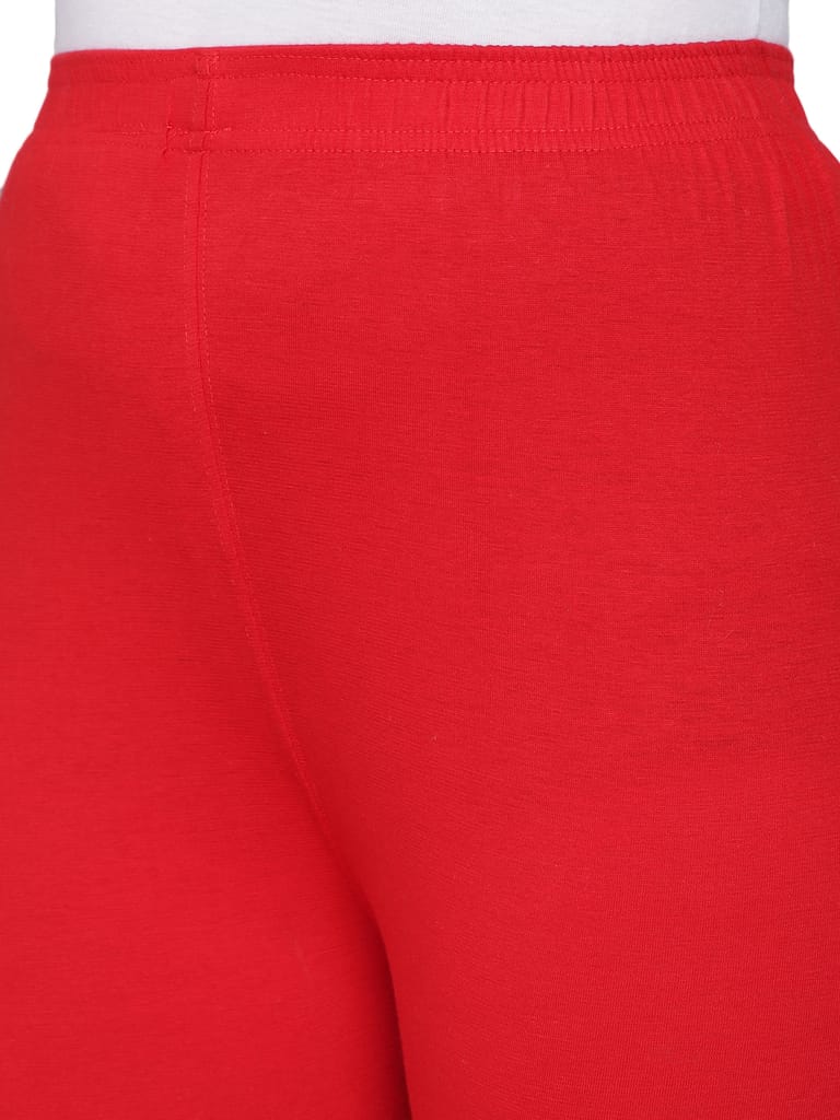 SOFT COLORS Women's Skinny Fit Ethnic Wear Ankle Length Leggings (Red)