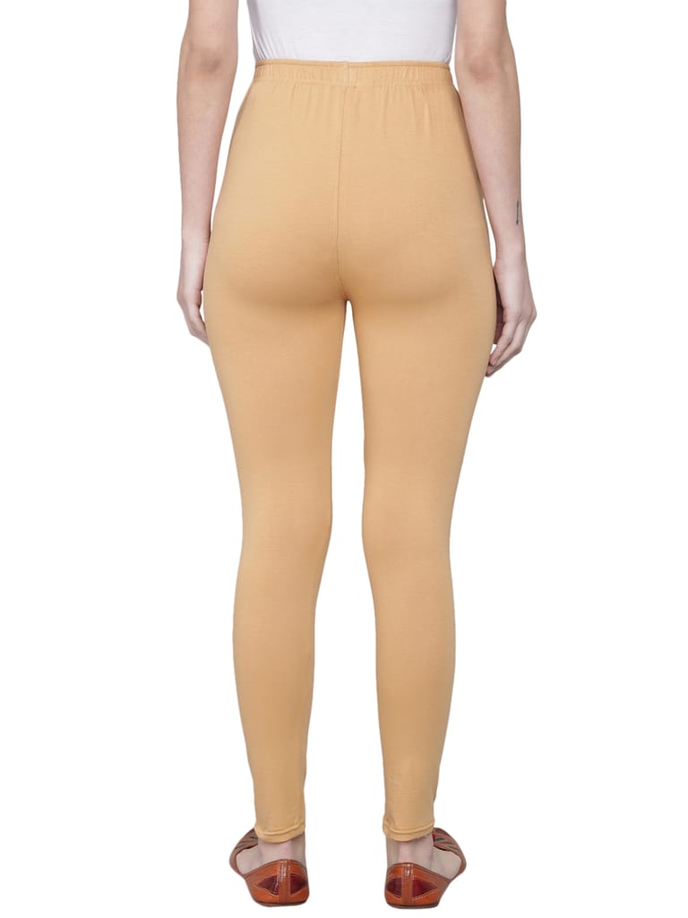 SOFT COLORS Women's Skinny Fit Ethnic Wear Ankle Length Leggings (Beige)