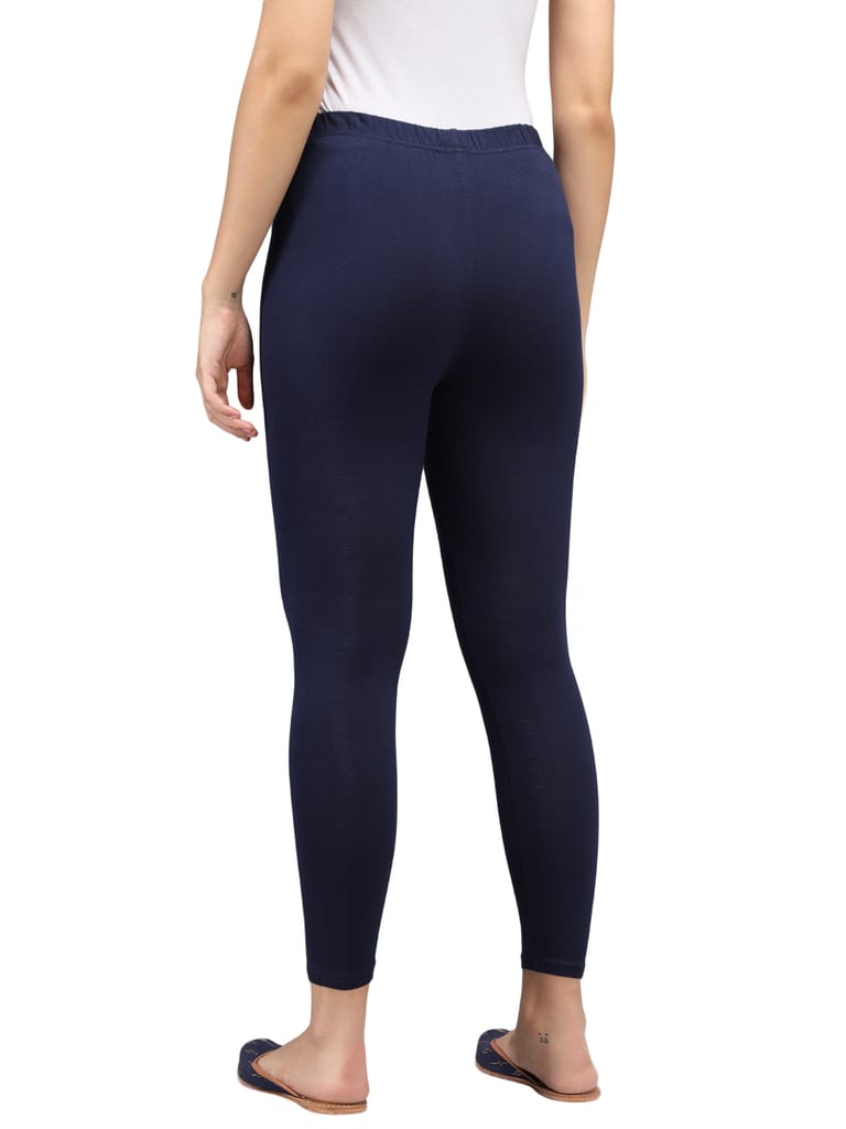 SOFT COLORS Women's Skinny Fit Ethnic Wear Ankle Length Leggings (Navy Blue)