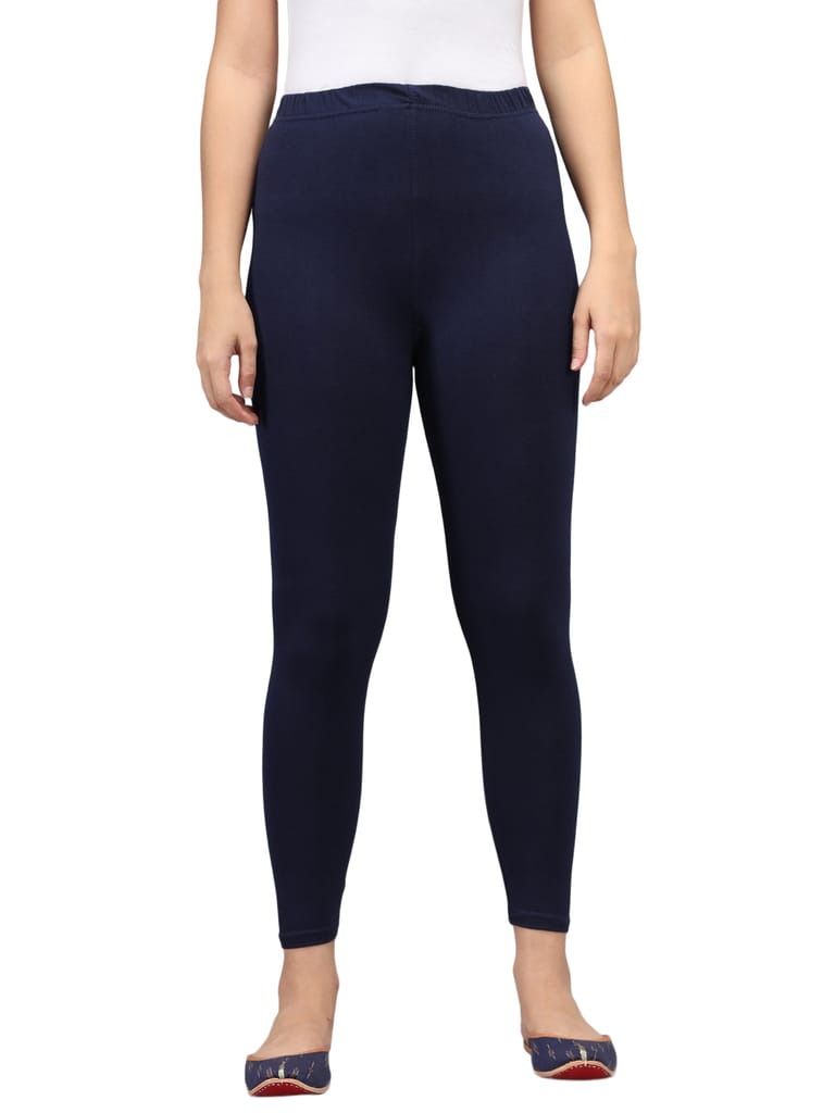 SOFT COLORS Women's Skinny Fit Ethnic Wear Ankle Length Leggings (Navy Blue)