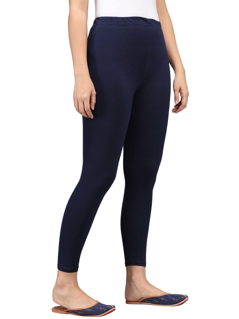 SOFT COLORS Women's Skinny Fit Ethnic Wear Ankle Length Leggings (Navy Blue)