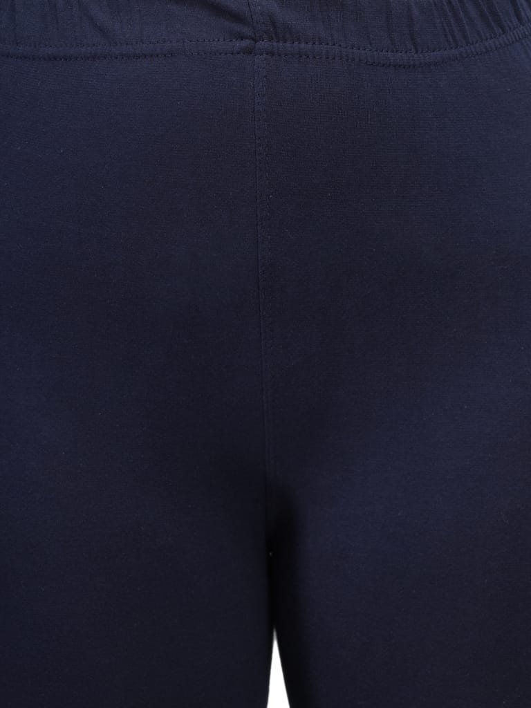 SOFT COLORS Women's Skinny Fit Ethnic Wear Ankle Length Leggings (Navy Blue)