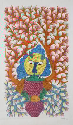 Tribes India Handmade Painting Gond Canvas 26X16 1TPNGNDMP05400