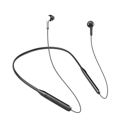 Sound Mantra Wireless Strom Bluetooth in Ear with Comfort Fit, Deep Bass, Upto 20Hrs+ Playtime, Quick Charge, Sweat-Resistant, Metal Magnetic Earbuds, Dual Pairing  Neckband with Mic (Black/Grey)