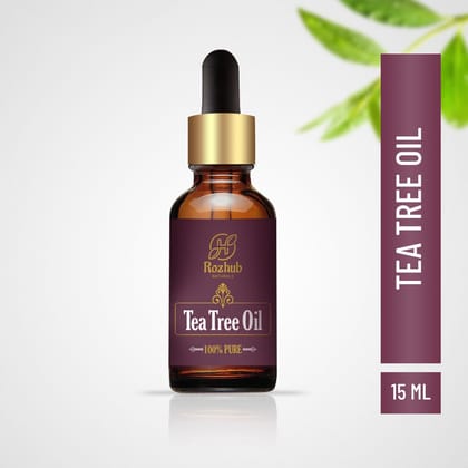 Rozhub Naturals Tea Tree Essential Oil for Skin, Hair, Face, Acne Care, 100% Pure, Natural and Undiluted Therapeutic Grade Essential Oil - 15ml
