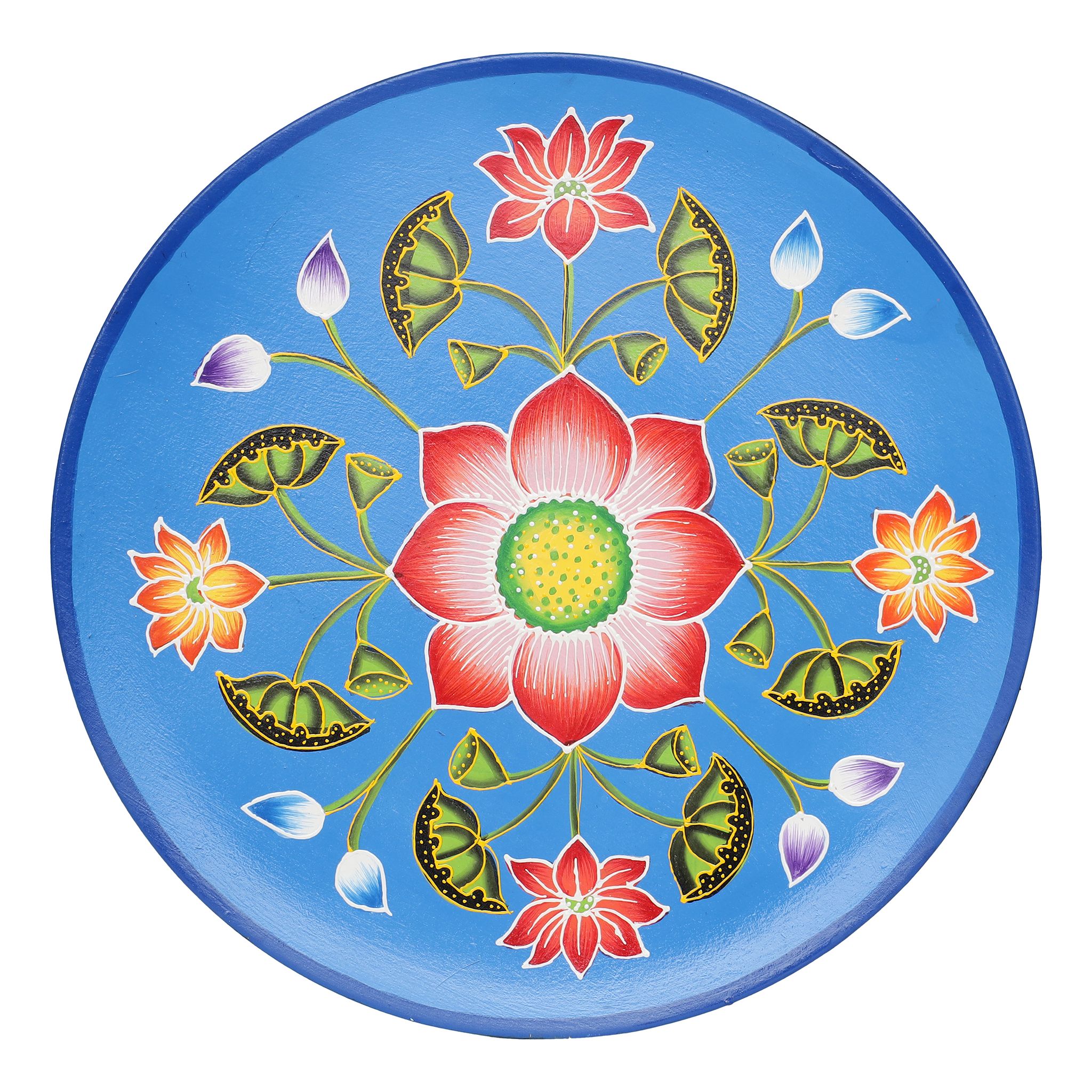 The Cocotier® Lotus based on pichwai theme wall hanging,wall plates decor hanging,hand painted wooden wall plates,wall plates,plates for wall decoration. (L:29.5X W:2 X H:29.5cm).