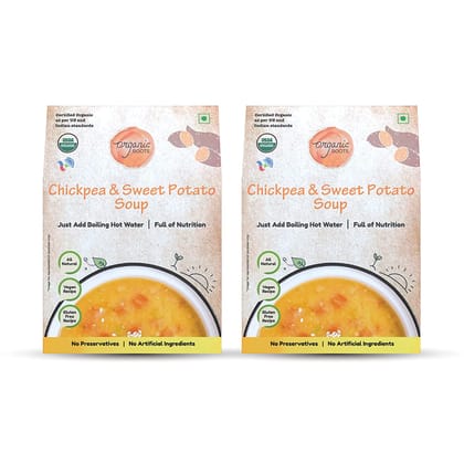 Organic Roots Chickpea & Sweet Potato Soup, Instant Soup Packets Healthy Natural Ready To Cook Vegetable Soup Mix Powder, Pack of 2 (30G Each, 200Ml)